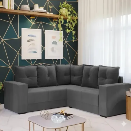 Promoção Sofá de Canto Moscou Cinza