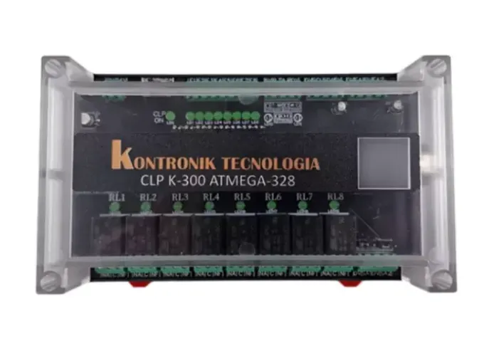 Painel Clp K-300 Atmega 328p Arduino Nano Completo com Case Padrão Din E Arduno Nano Conex