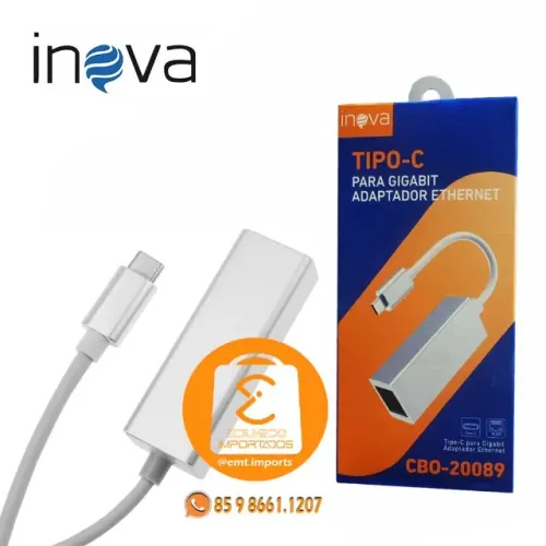 Adaptador Ethernet Tipo-C para RJ-45 Lan 10/100/1000Mbps Inova CBO-20089