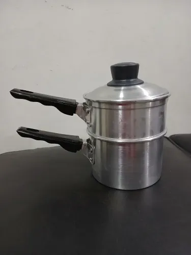 Mini Cuzcuzeira Panela de Vapor Dupla em Alumínio