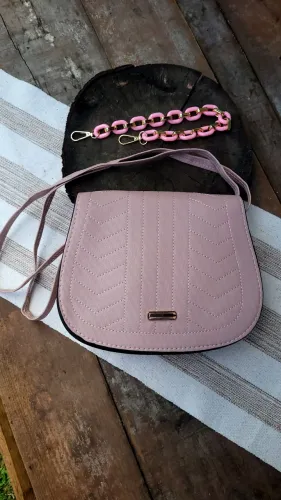PROMOÇÃO Bolsa rosa com alça longa e alça de mão removível