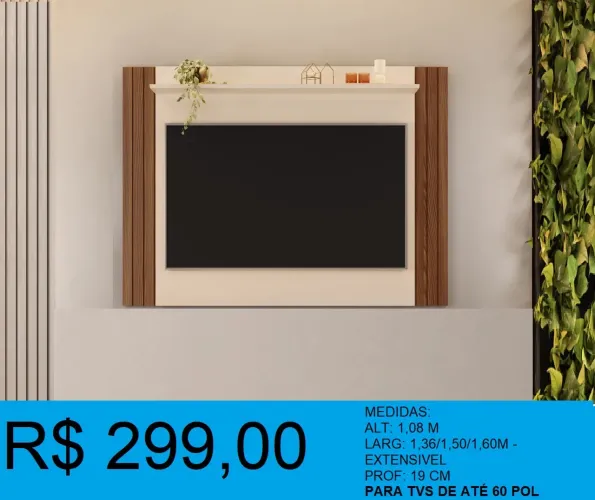 Painel para TV Extensível 1,36 ou 1,50 ou 1,60 até 60 polegadas - R$299,00