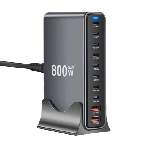 Carregador USB-C 800W GaN com Múltiplas Portas