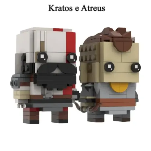 Moc Deus da guerra Kratos e Atreus brickheadz blocos de montar God of war