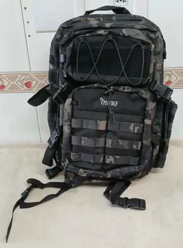 Mochila Wolf Cargo Double Black + Porta Garrafa Grande + Garrafa 1200 Litros<br>