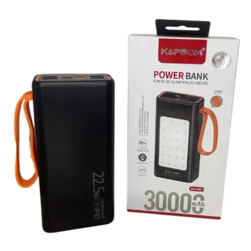 Carregador Portátil 30000mah Power Bank Turbo 22.5w Com Lanterna Bivolt Novo Lacrado