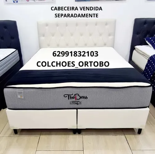 Base e colcão Queen size com espuma D33 e supoprte de peso 150 kilos de cada lado