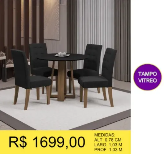 MARAVILHOSO CONJUNTO DE MESA 4 CADEIRAS A PRONTA-ENTREGA