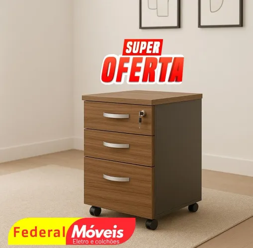 Arquivo 3 Gavetas 0,71x0,47x0,42 - Ideal para documentos e pastas!