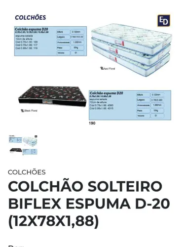 Colchão Solteiro Biflex espuma D20