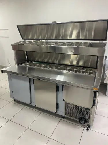 Balcão De Serviço Condimentador Duplo Refrigerado Condimentadora 2 Metros Novo 