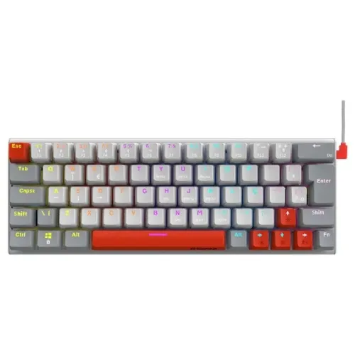 Teclado Mecânico 60% Pcyes Kuromori White Ghost Rainbow Switch Blue - WZetta