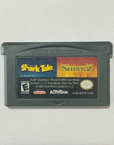 CARTUCHO ORIGINAL NINTENDO GBA SHARK TALE e SHREK 2 GAMEBOY GAME BOY 2 em 1 ACEITO OLX PAY