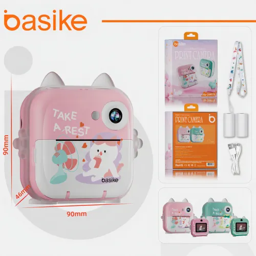 Câmera Infantil Instantânea Basike Filmadora Full Hd Cor Rosa