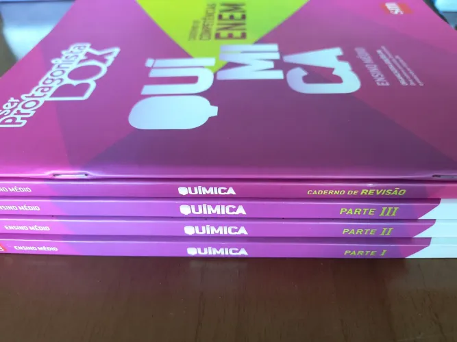 Box Livros Ser Protagonista Química Parte 1, 2, 3, Revisão mais caderno competência ENEM