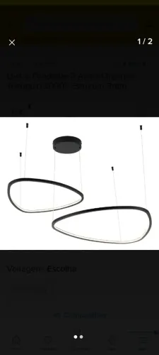 Lustre pendente orgânico preto lâmpada quente novo