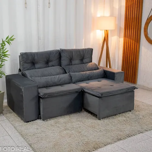 Sofá Retrátil Reclinável Bianca 1.95m Oferta rf87