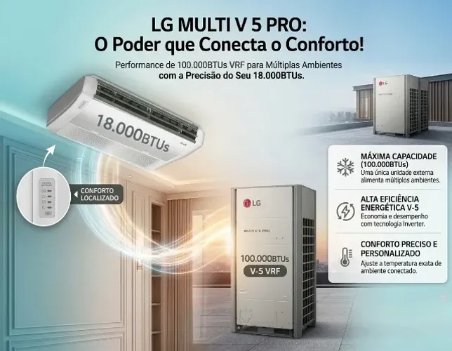 Ar condicionado com evaporadora de 18.000Btus e condensadora de 100.000Btus multisplit LG