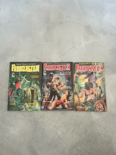 Lote com 3 revistas FRANKENSTEIN capitão mistério apresenta. Terror anos 70