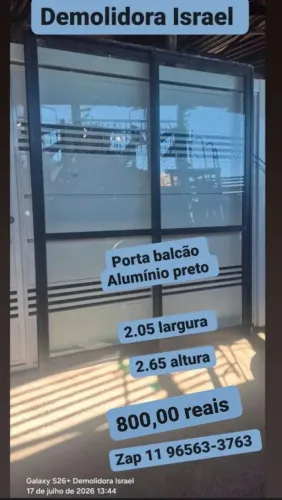 Porta balcão alumínio preto 