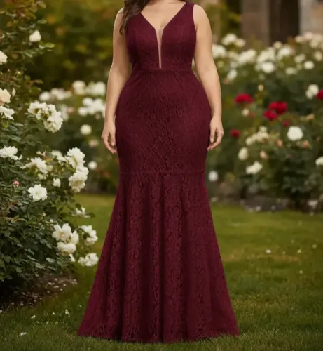 Vestido de festa marsala