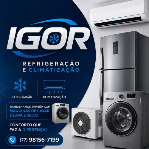 Igor refrigeração e climatização especialista em ar condicionado geladeira e máquinas