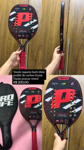 Raque de Beach Tênis Prolife Carbon 3k