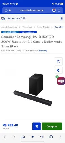Soundbar (caixa de som) Samsung Novo