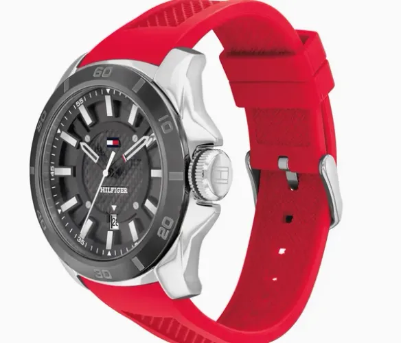 Relógio Masculino Tommy Hilfiger Windsurf - Borracha Vermelho - Novo