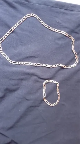 Kit corrente e pulseira de prata 