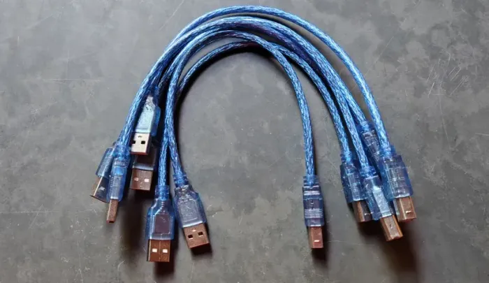 Cabo USB padrão A/B 30cm, cor azul, para Arduíno