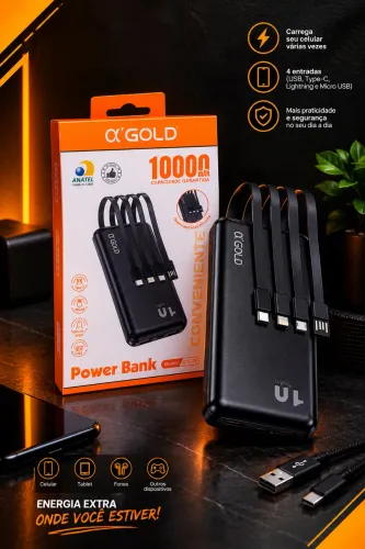 ? NUNCA MAIS FIQUE SEM BATERIA! ? Power Bank 10.000mAh NOVO!