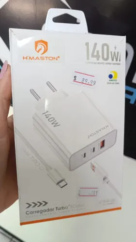 Carregador de Celular Hmaston 140w Turbo 3 Portas Rápido Cabo Tipo C Loja Coimbra Entrega