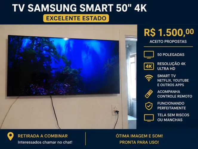 TV SAMSUNG 50 SEMI NOVA 