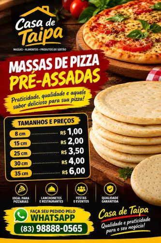 Discos de massas de pizza  pre assadas .