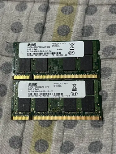 Kit 2 Memórias RAM SMART 2GB DDR2 para Notebook PC2-6400S