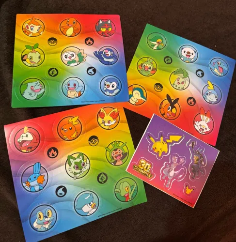 4 Cartelas de adesivos Pokémon 30 anos