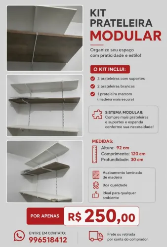 Kit prateleiras modulares 3 em 1