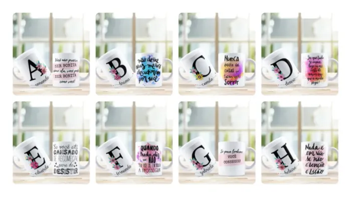 Canecas Personalizadas Alfabeto com Nome e Frases de A á Z