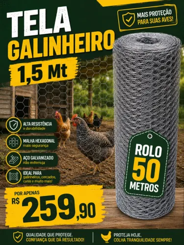 tela galinheiro 1,5 de altura 