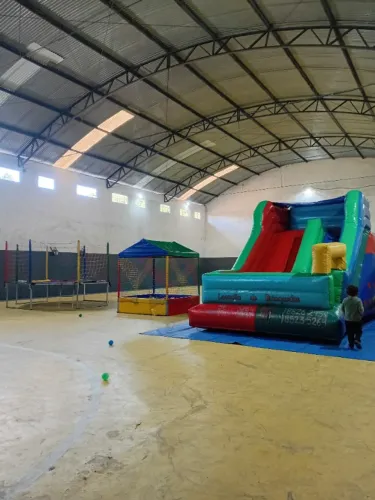 Castelo Inflável + Piscina de bolinhas média + Cama Elástica média