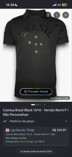 Camisa do Brasil Retrô 2013 preta original