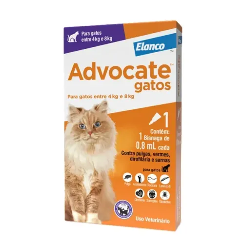 ADVOCATE PARA GATOS ENTRE 4KG E 8KG. 3 BISNAGAS 
