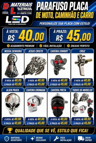 Parafuso placa de moto, carro e caminhão decorativo 