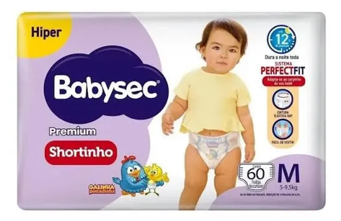 Fralda Babysec Premium Shortinho Pacotão M ao XXXG
