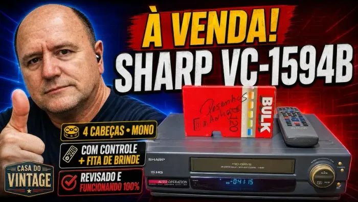 VENDA DO VIDEO CASSETE SHARP VC 1594B + CONTROLE + FITA