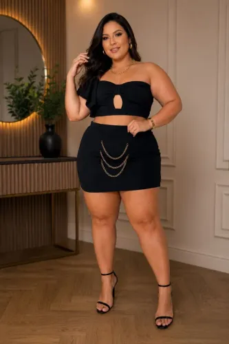 SHORT SAIA + CROPPED PLUS SIZE Tamanho 52/54