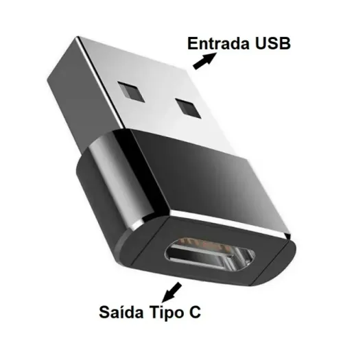 Adaptador USB Macho para Tipo C Fêmea para Carregamento