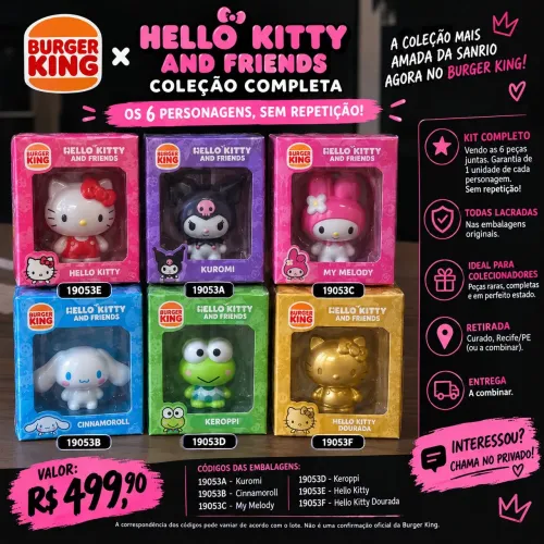 ÚLTIMA CHANCE: COLEÇÃO COMPLETA HELLO KITTY AND FRIENDS ? BURGER KING