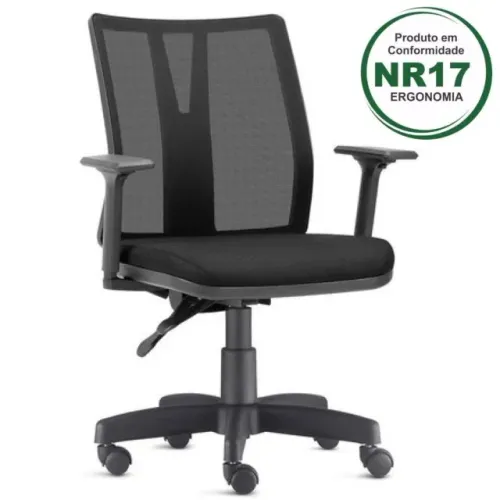 Cadeira Escritório Executiva Tela Mesh Preta Ergonômica Com Regulagem De Altura 33000